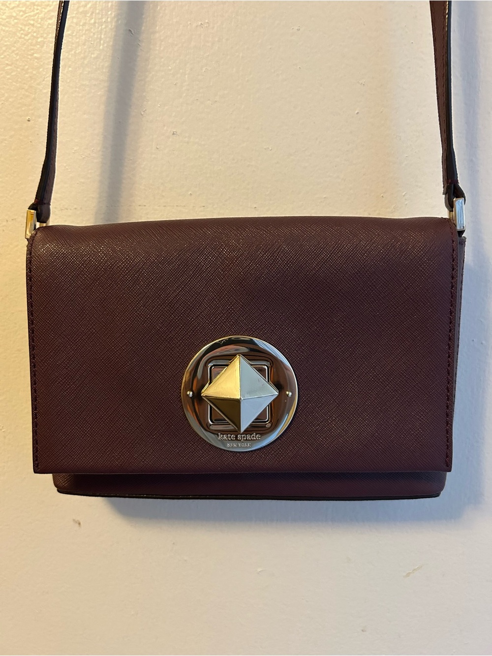 kate spade Plum/Burgundy Crossbody with Geometric Turn-Lock